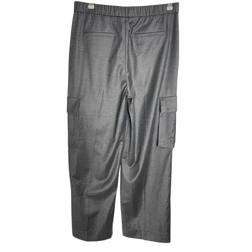 Banana Republic Pull On Wool Flannel Cargo‎ Charcoal Gray Pants Work Career M